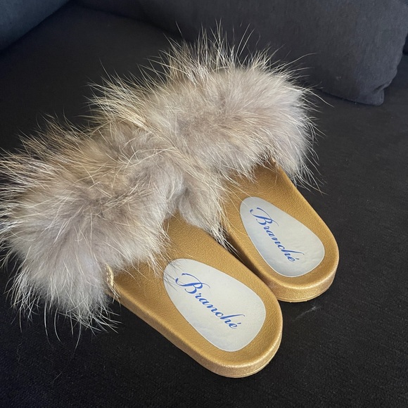 Branche gold fur slides - Picture 2 of 4